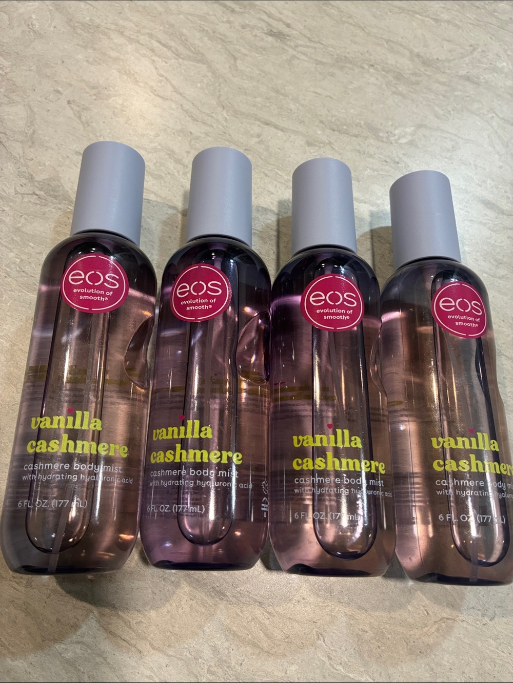 eos Vanilla Cashmere Pink & Silver Mist Bottles